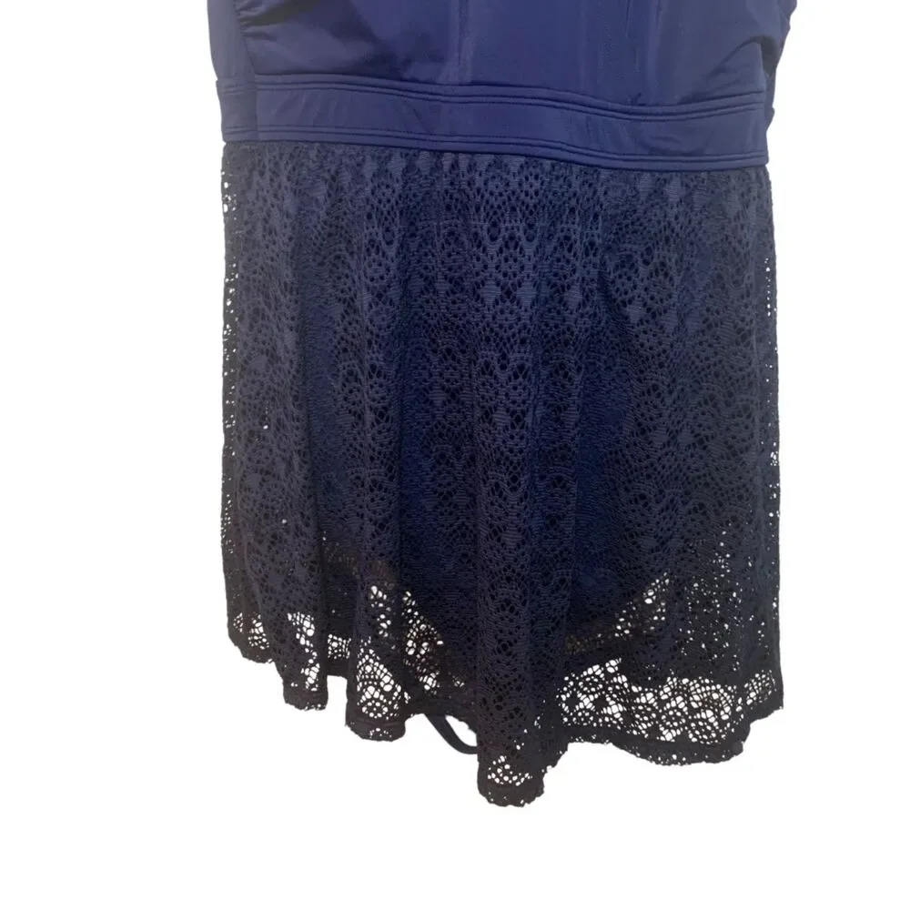 Swim By Cacique Navy Blue Lace Crochet Swim Dress 16 Outdoors Beach Resort
